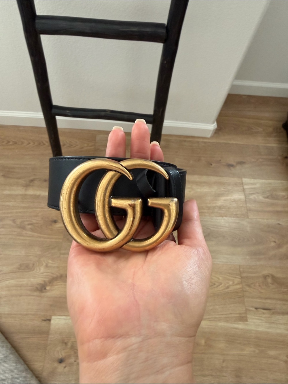 Gucci Logo Black Leather Belt